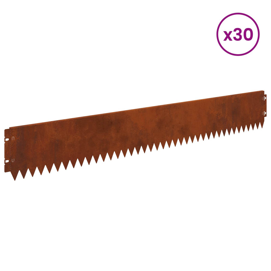 Gazonrand 30 pcs 103 x 15 cm Staal Roestig