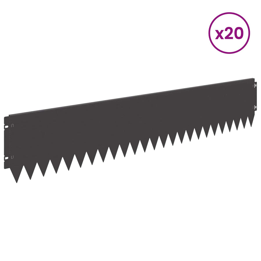 Gazonrand 20 pcs 103 x 20 cm Staal Zwart