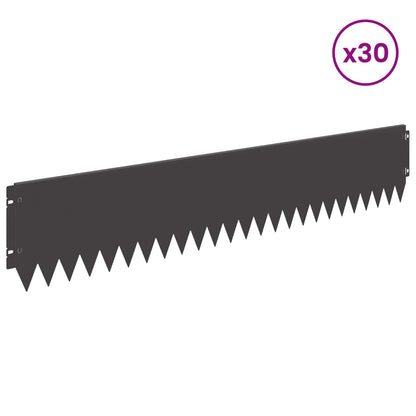 Gazonrand 30 pcs 103 x 20 cm Staal Zwart