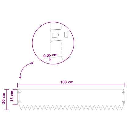 Gazonrand 10 pcs 103 x 20 cm Staal Wit