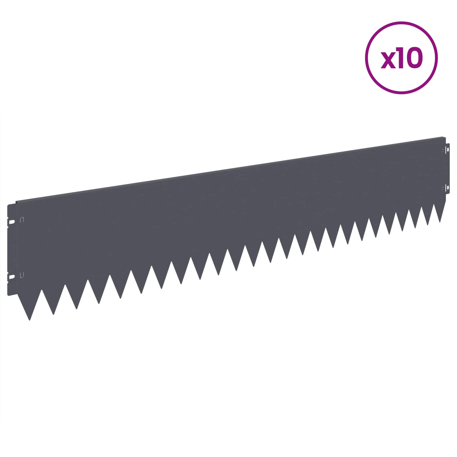 Gazonrand 10 pcs 103 x 20 cm Staal Antracietkleurig