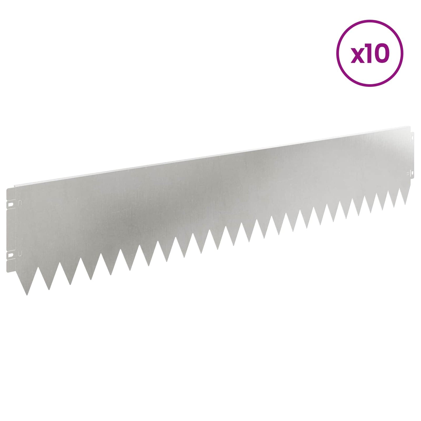 Gazonrand 10 pcs 103 x 20 cm Staal Zilverkleurig