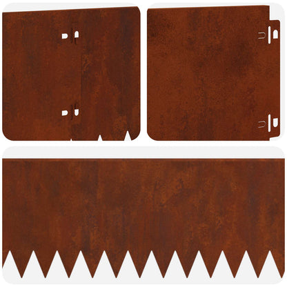 Gazonrand 10 pcs 103 x 20 cm Staal Roestig