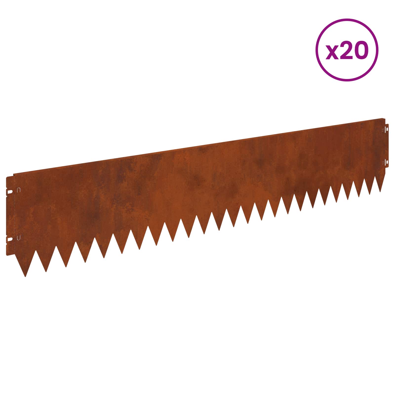 Gazonrand 20 pcs 103 x 20 cm Staal Roestig