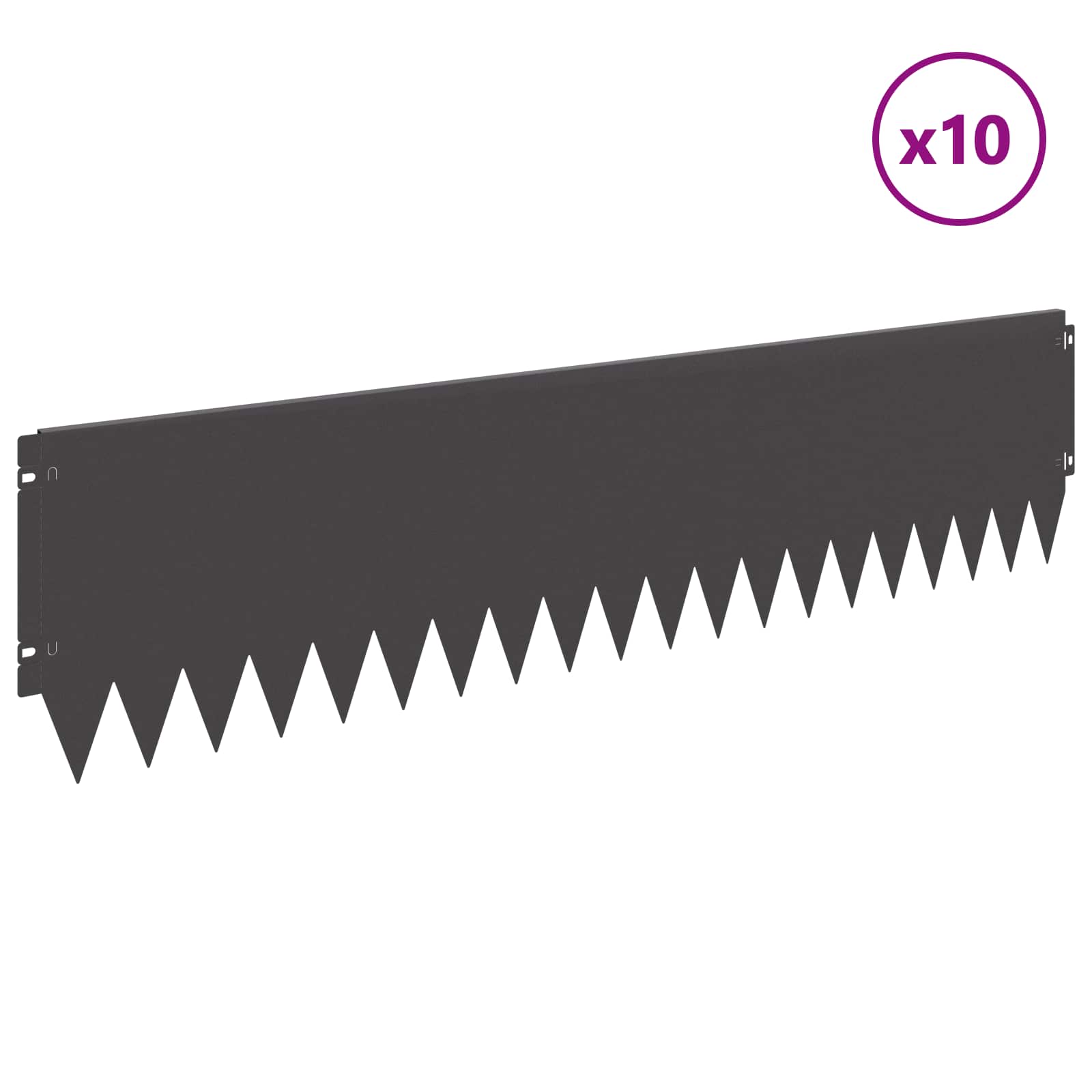 Gazonrand 10 pcs 103 x 25 cm Staal Zwart