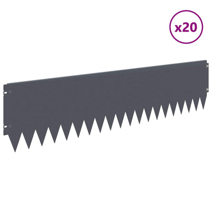 Gazonrand 20 pcs 103 x 25 cm Staal Antracietkleurig