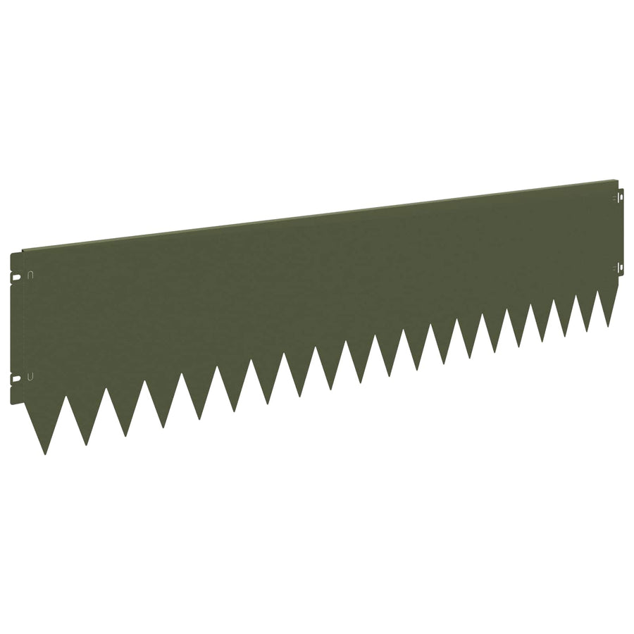 Gazonrand 10 pcs 103 x 25 cm Staal Olijfgroen