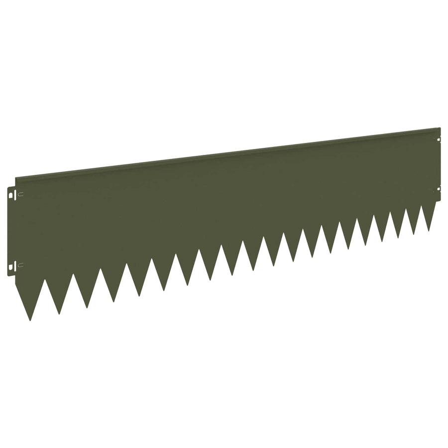 Gazonrand 10 pcs 103 x 25 cm Staal Olijfgroen