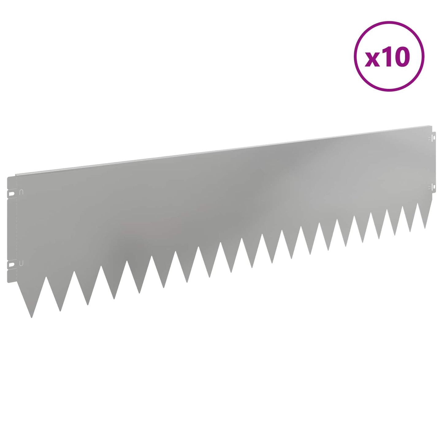 Gazonrand 10 pcs 103 x 25 cm Staal Zilverkleurig