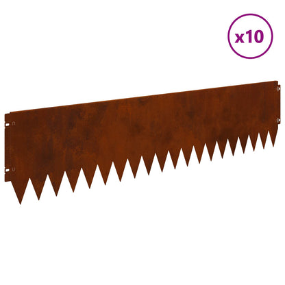 Gazonrand 10 pcs 103 x 25 cm Staal Roestig