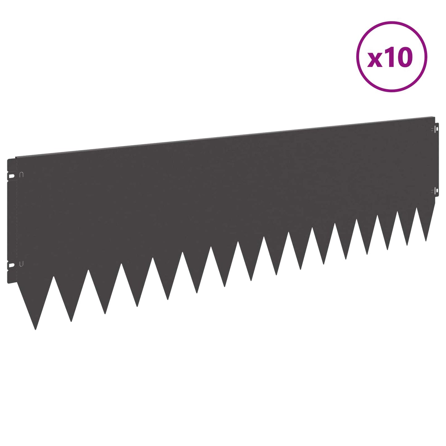 Gazonrand 10 pcs 103 x 30 cm Staal Zwart