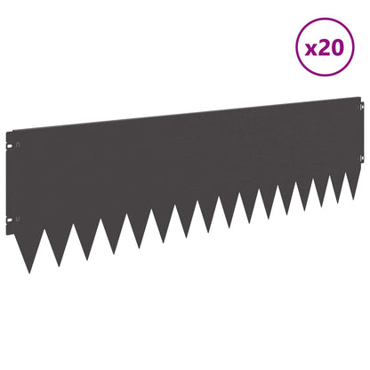 Gazonrand 20 pcs 103 x 30 cm Staal Zwart
