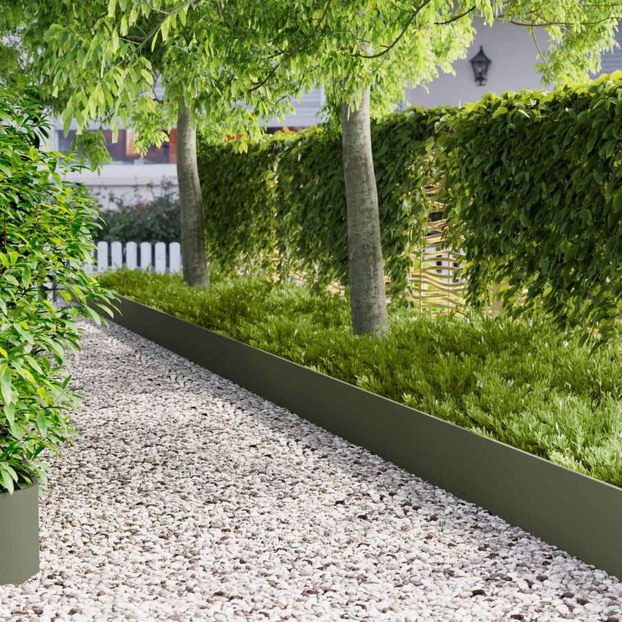 Gazonrand 20 pcs 103 x 30 cm Staal Olijfgroen