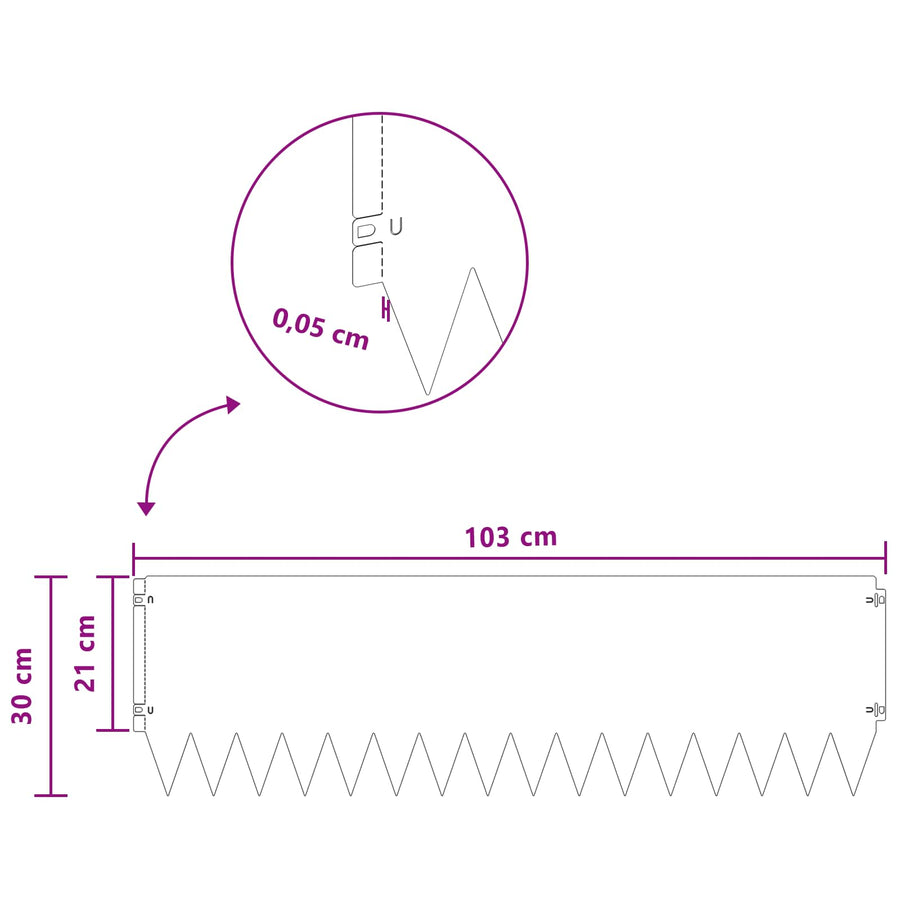 Gazonrand 10 pcs 103 x 30 cm Staal Zilverkleurig