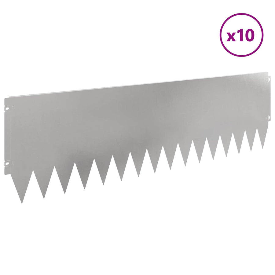 Gazonrand 10 pcs 103 x 30 cm Staal Zilverkleurig