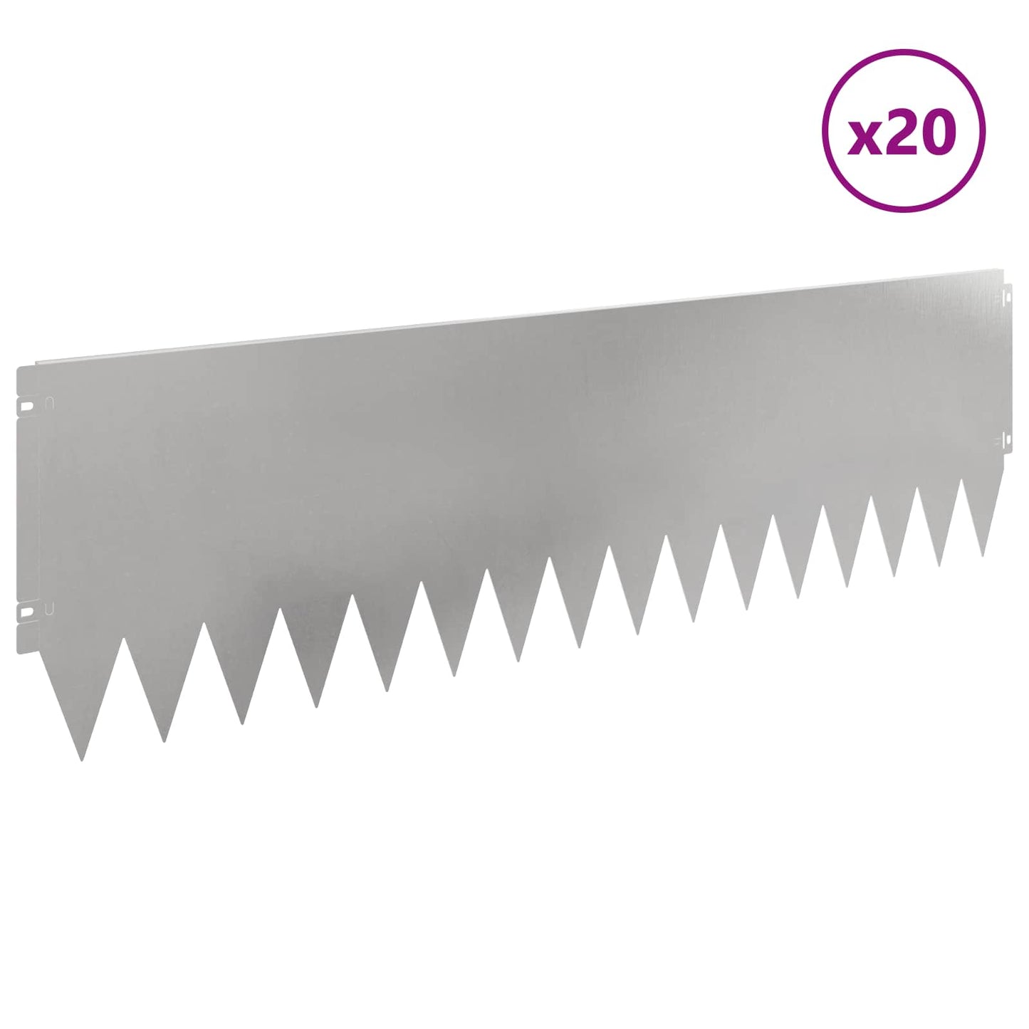 Gazonrand 20 pcs 103 x 30 cm Staal Zilverkleurig