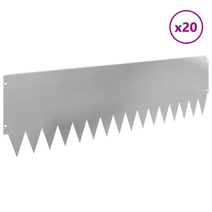 Gazonrand 20 pcs 103 x 30 cm Staal Zilverkleurig