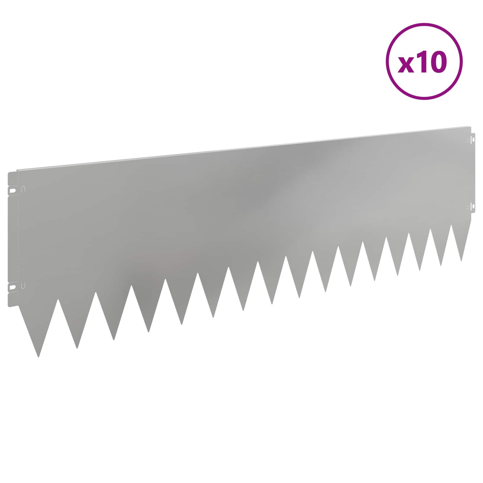 Gazonrand 10 pcs 103 x 30 cm Staal Zilverkleurig