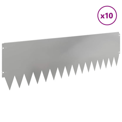 Gazonrand 10 pcs 103 x 30 cm Staal Zilverkleurig