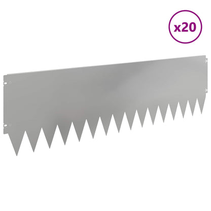 Gazonrand 20 pcs 103 x 30 cm Staal Zilverkleurig