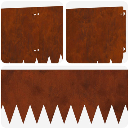 Gazonrand 10 pcs 103 x 30 cm Staal Roestig