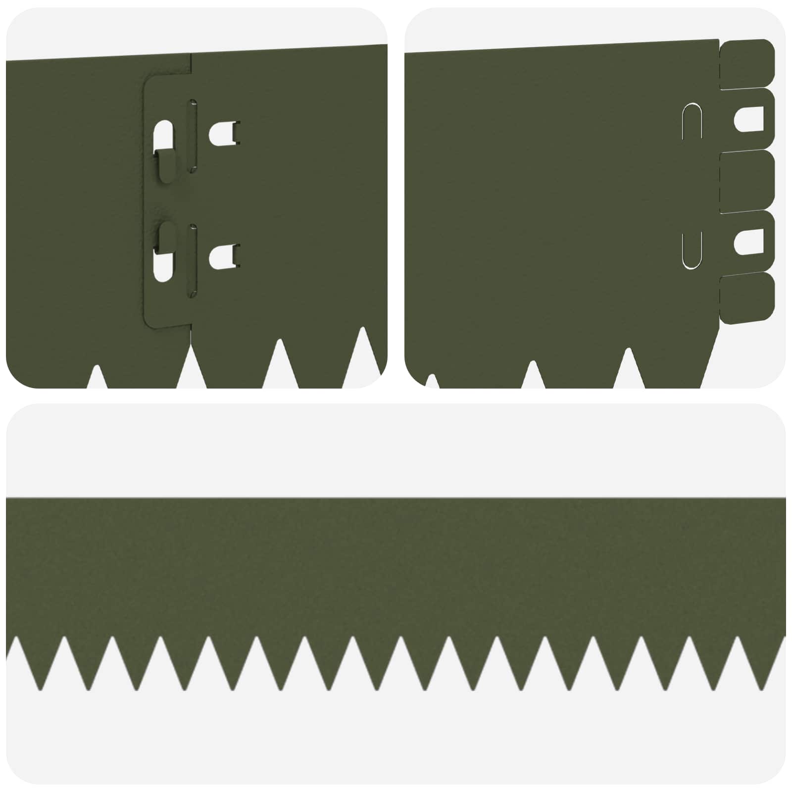 Gazonrand 10 pcs 103 x 10 cm Staal Olijfgroen