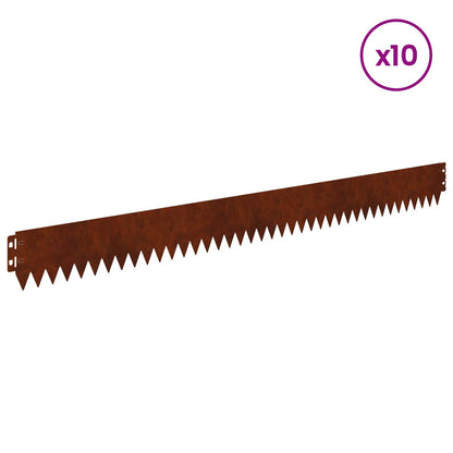 Gazonrand 10 pcs 103 x 10 cm Staal Roestig
