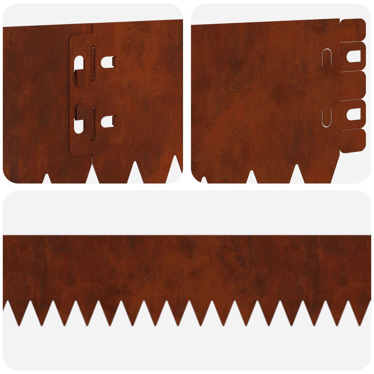 Gazonrand 50 pcs 103 x 10 cm Staal Roestig