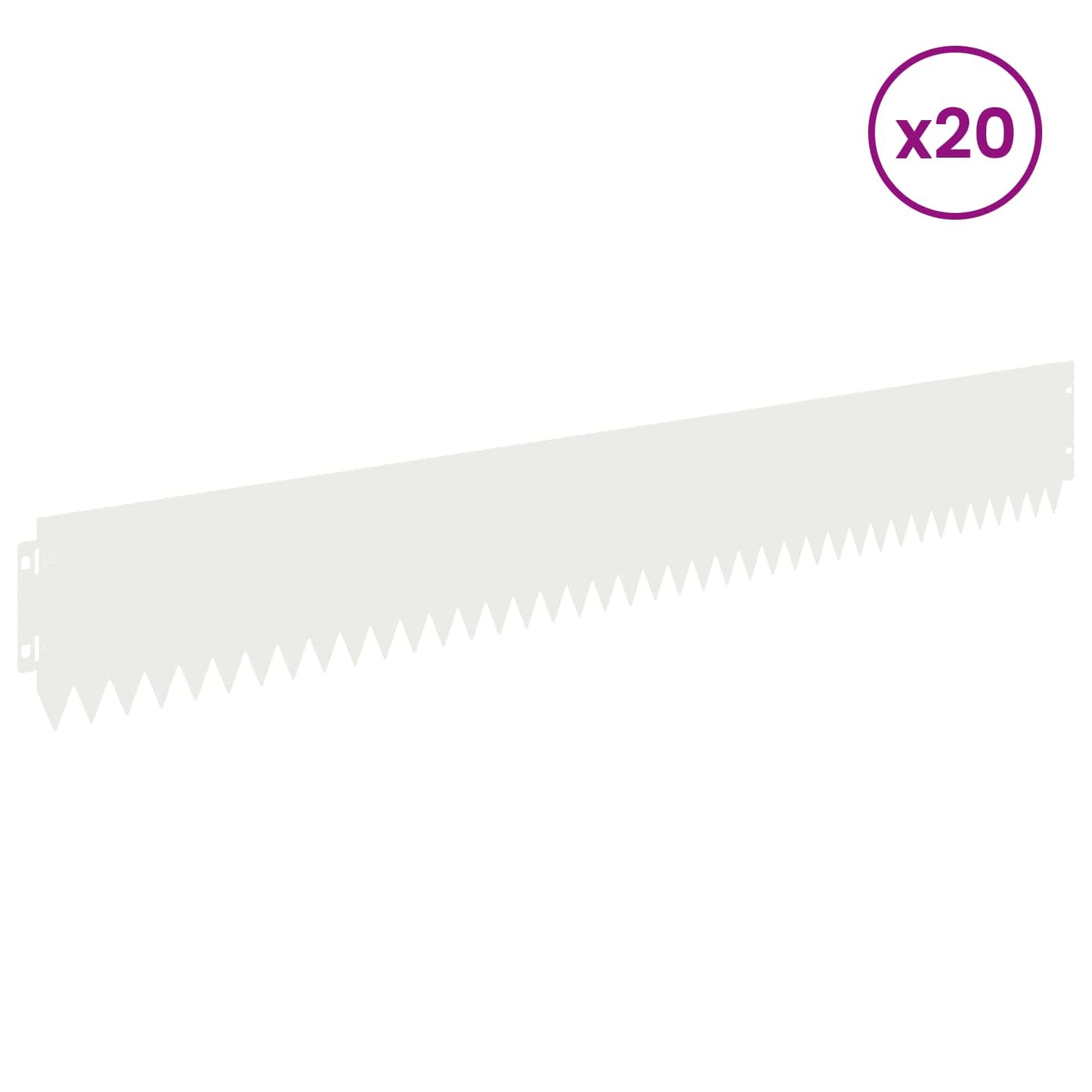Gazonrand 20 pcs 103 x 15 cm Staal Wit