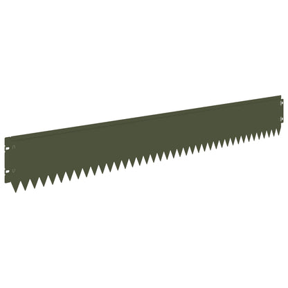 Gazonrand 10 pcs 103 x 15 cm Staal Olijfgroen