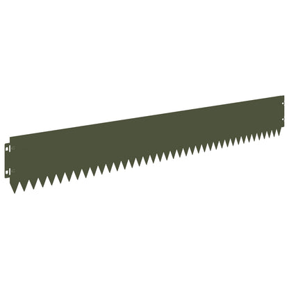 Gazonrand 20 pcs 103 x 15 cm Staal Olijfgroen