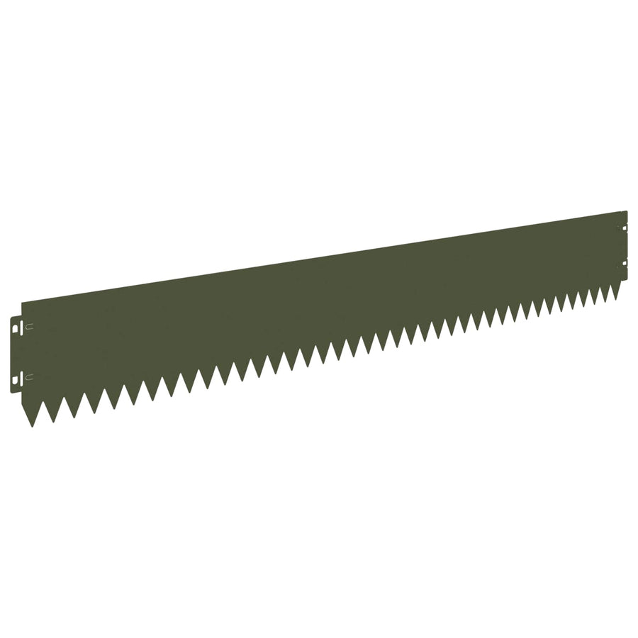 Gazonrand 20 pcs 103 x 15 cm Staal Olijfgroen