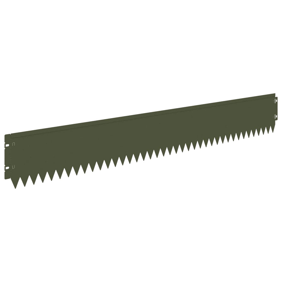 Gazonrand 30 pcs 103 x 15 cm Staal Olijfgroen
