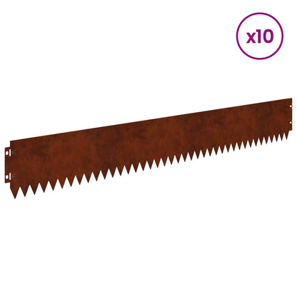 Gazonrand 10 pcs 103 x 15 cm Staal Roestig