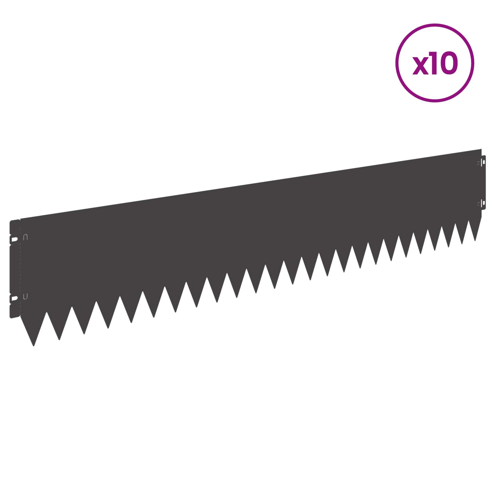 Gazonrand 10 pcs 103 x 20 cm Staal Zwart