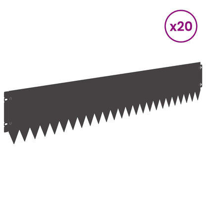 Gazonrand 20 pcs 103 x 20 cm Staal Zwart