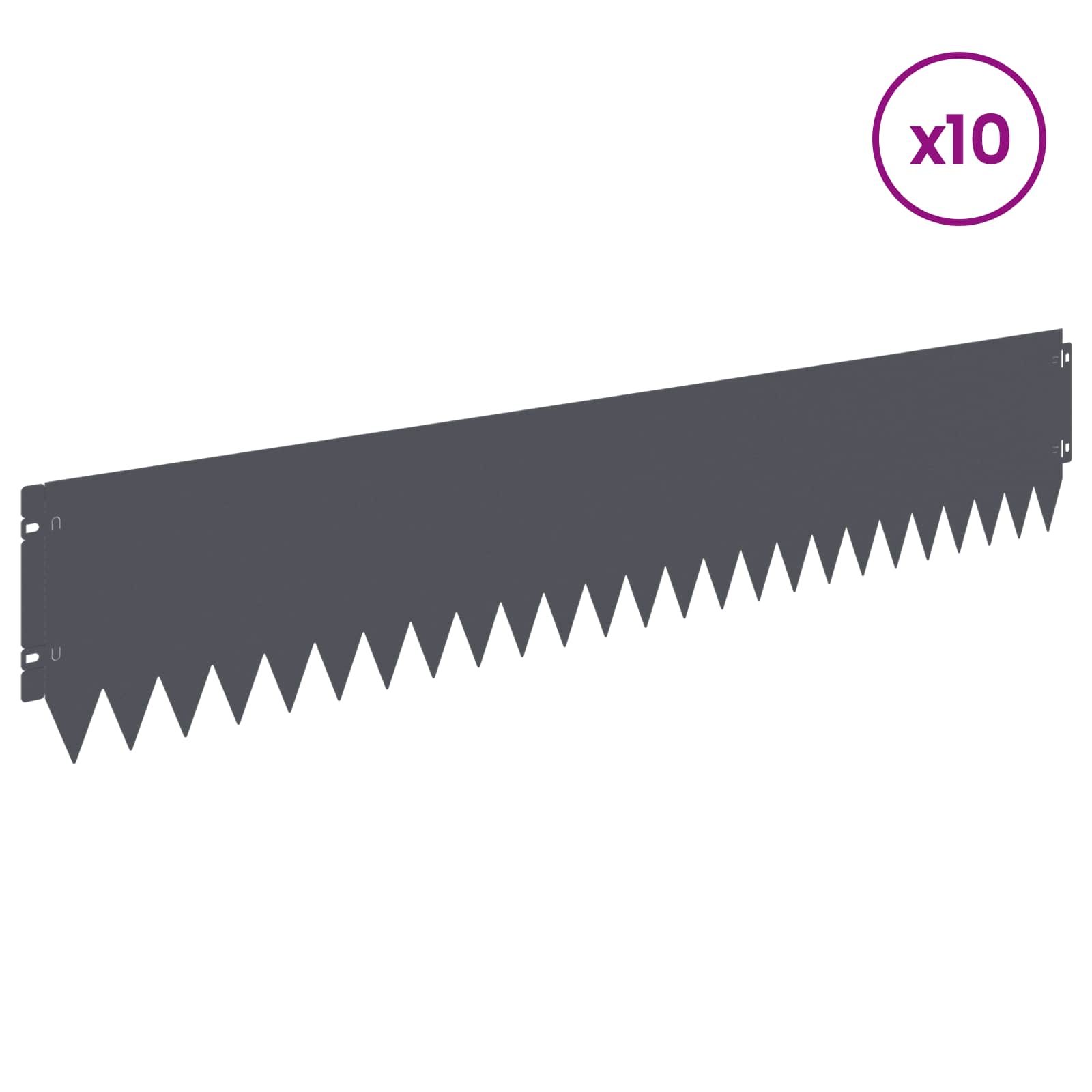 Gazonrand 10 pcs 103 x 20 cm Staal Antracietkleurig