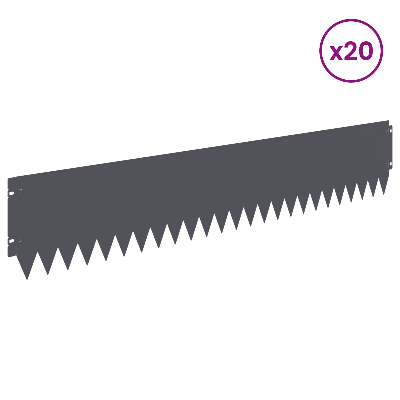 Gazonrand 20 pcs 103 x 20 cm Staal Antracietkleurig