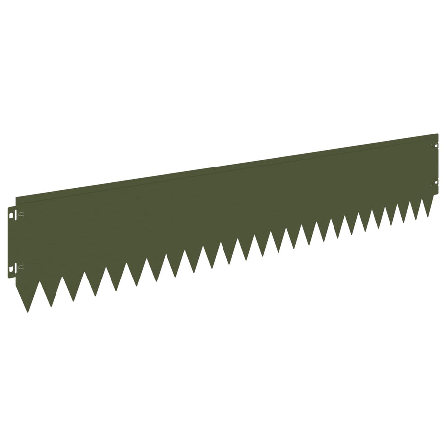 Gazonrand 10 pcs 103 x 20 cm Staal Olijfgroen