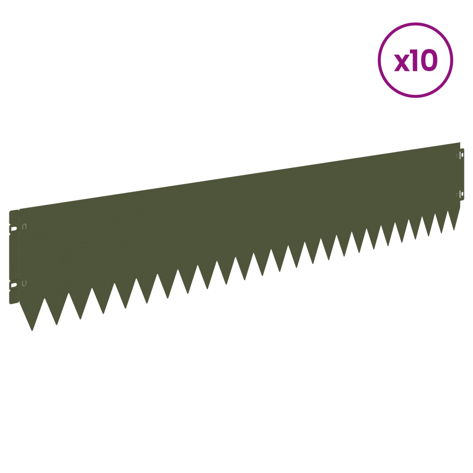 Gazonrand 10 pcs 103 x 20 cm Staal Olijfgroen