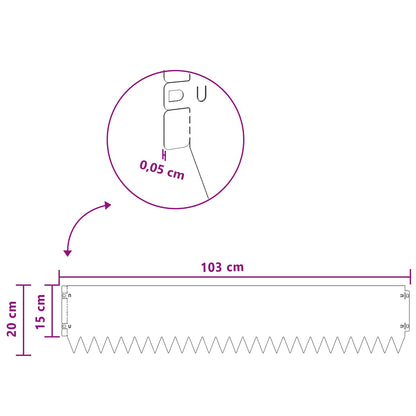 Gazonrand 30 pcs 103 x 20 cm Staal Zilverkleurig