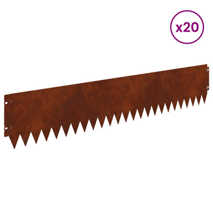 Gazonrand 20 pcs 103 x 20 cm Staal Roestig