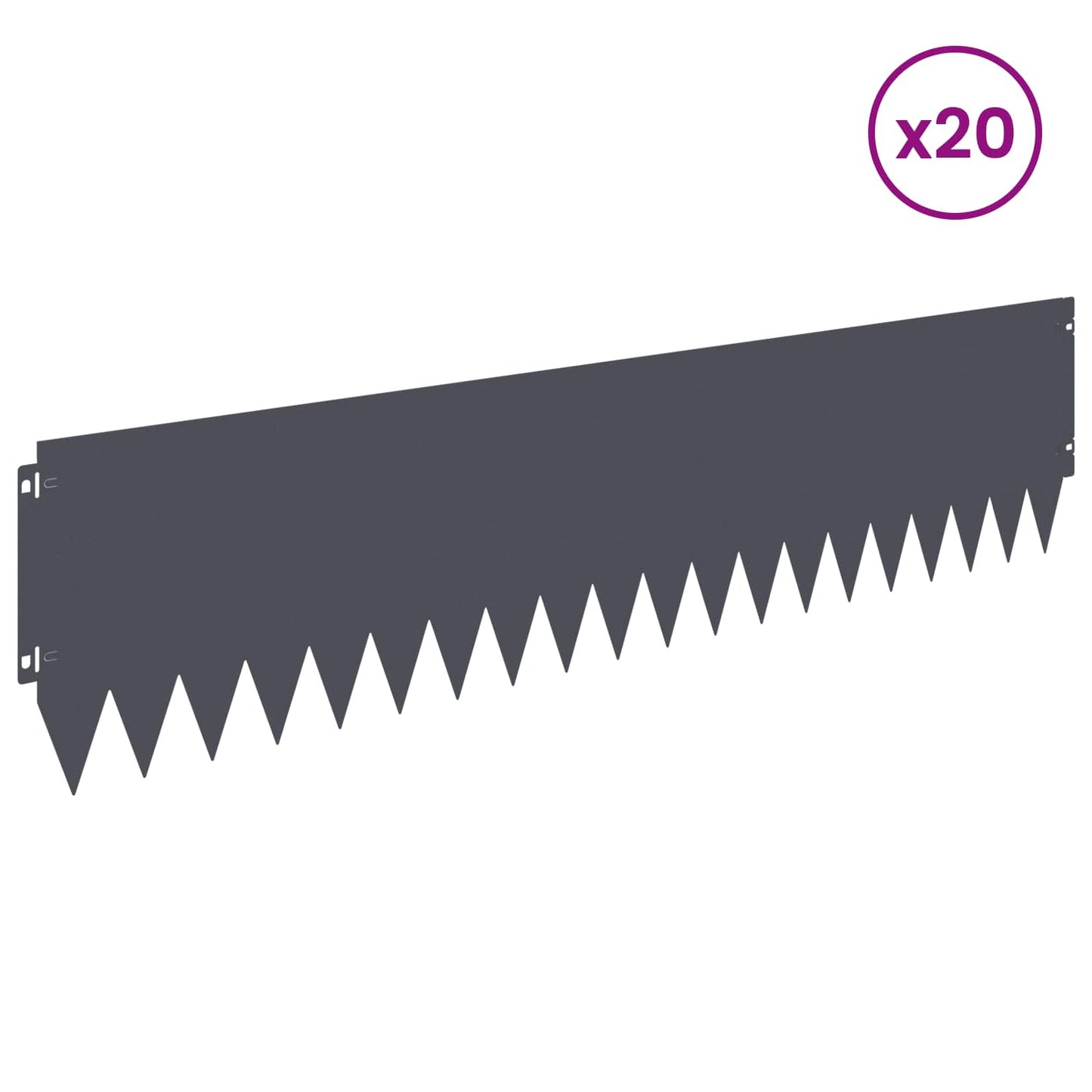 Gazonrand 20 pcs 103 x 25 cm Staal Antracietkleurig