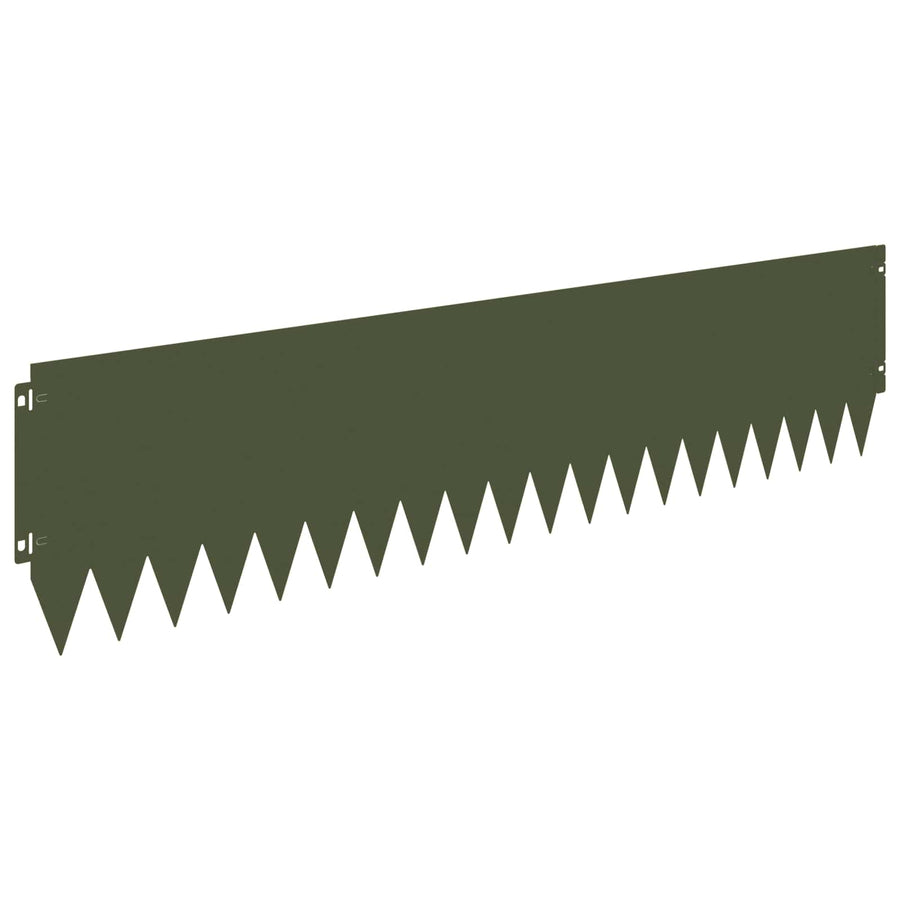 Gazonrand 10 pcs 103 x 25 cm Staal Olijfgroen