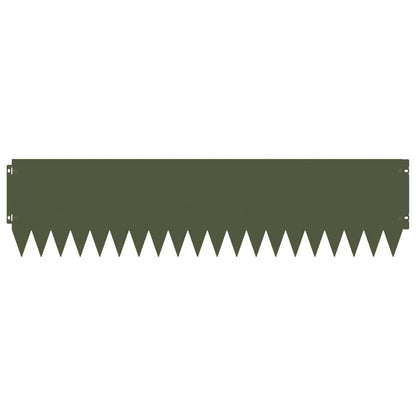 Gazonrand 10 pcs 103 x 25 cm Staal Olijfgroen