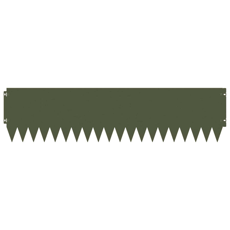 Gazonrand 10 pcs 103 x 25 cm Staal Olijfgroen