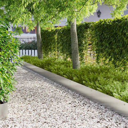 Gazonrand 10 pcs 103 x 25 cm Staal Zilverkleurig