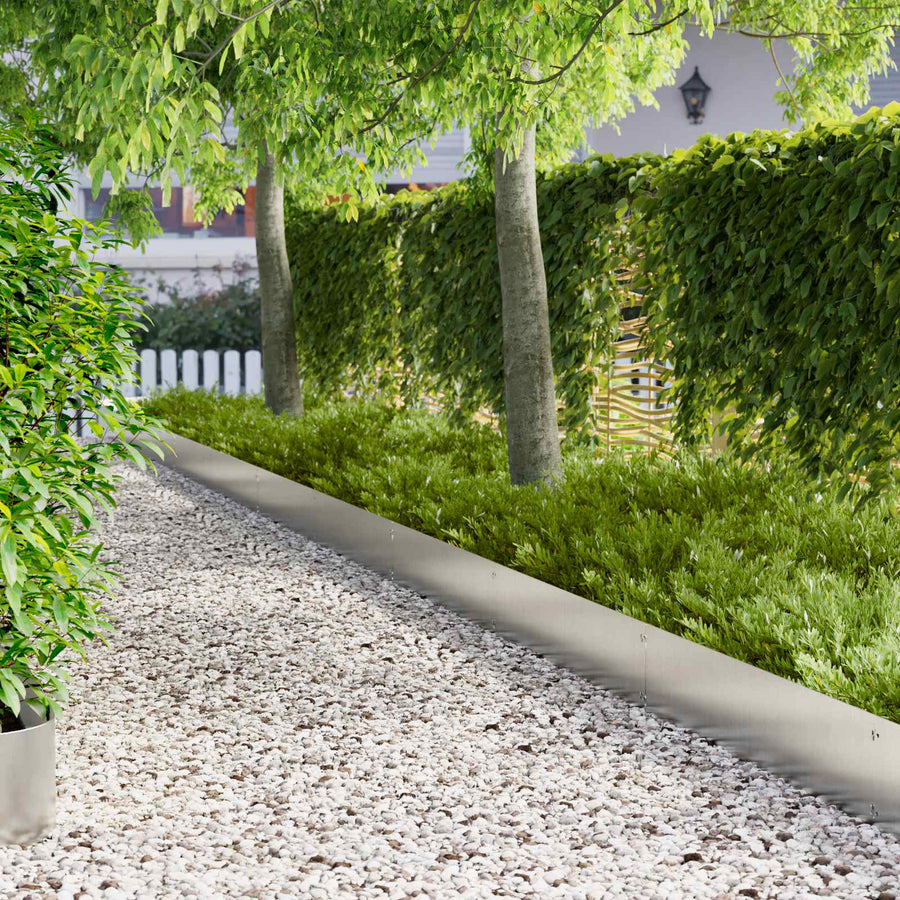 Gazonrand 20 pcs 103 x 25 cm Staal Zilverkleurig