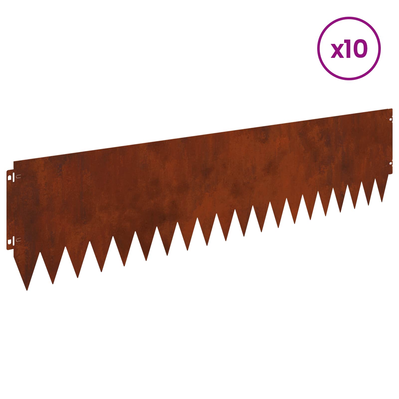 Gazonrand 10 pcs 103 x 25 cm Staal Roestig