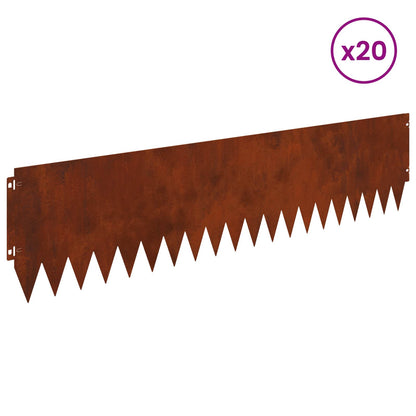 Gazonrand 20 pcs 103 x 25 cm Staal Roestig